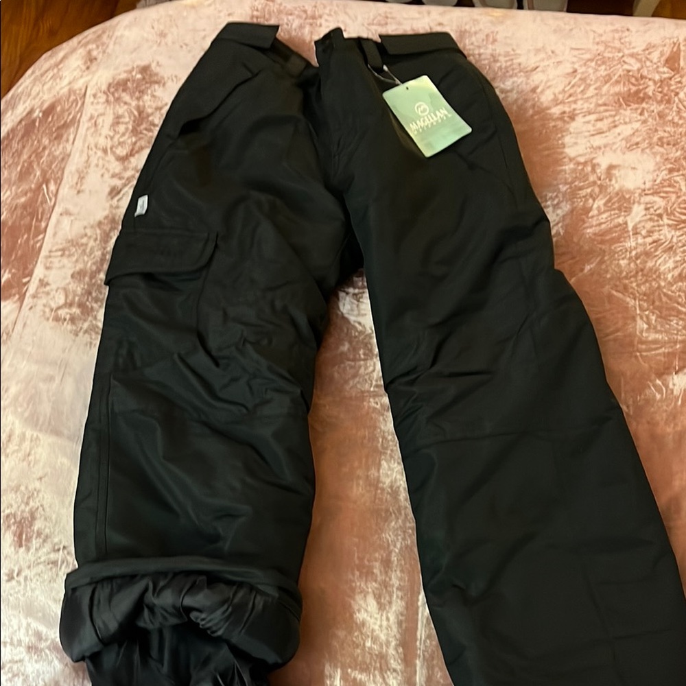 NWT Black Cargo Pants with Quilted Texture and Cinched Leg Openings